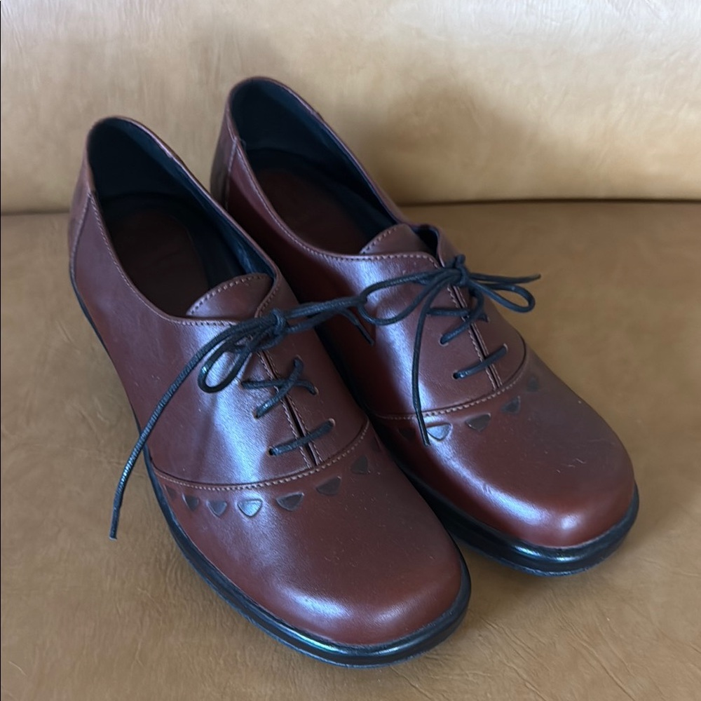 Dansko Wedge Lace up Brown Oxfords